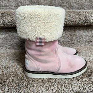 Gucci Kids Pink Saintex Shearling Boots